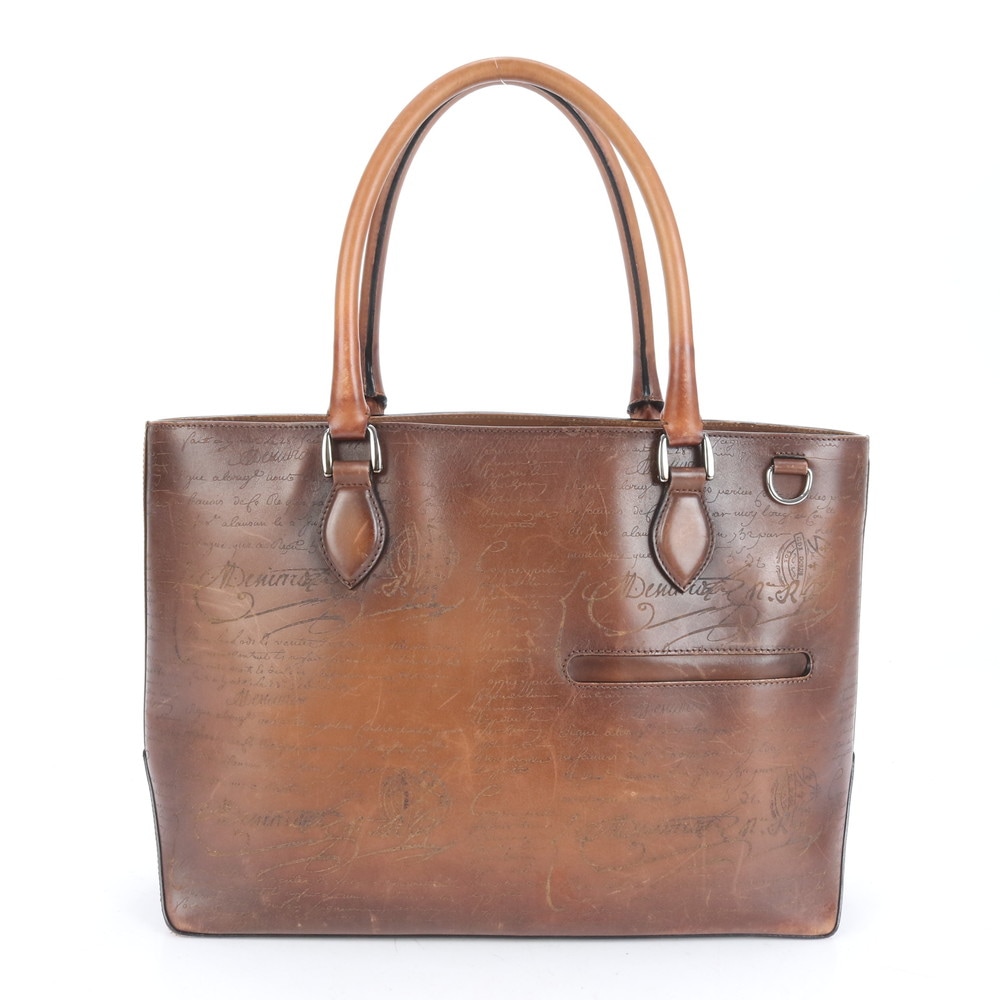 極美品 トゥジュール カリグラフィ レザー トート バッグ ショルダー ビジネス 通勤 書類鞄 A4 メンズ RCE CO19-5 中古