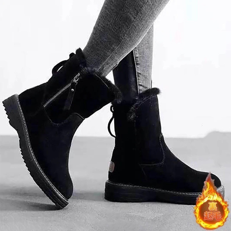 ブーツスノーブーツ雪靴裏起毛スノーシューズファーレディースブーツ防寒裏ボアモコモコアンクルブーツカジュアル冬