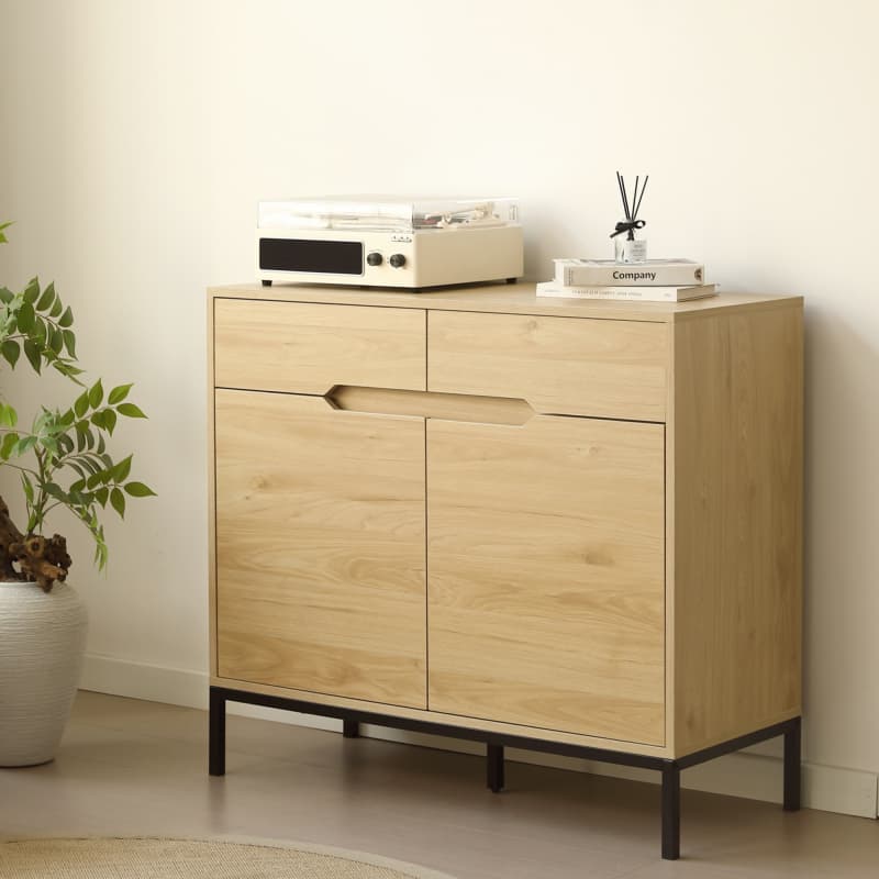 【国内即発】【幅90cm】キャビネット 木製 脚付き 収納棚 チェスト サイドボード リビングボード 引き出し付き 両開き 扉付きシェルフ 大容量収納 ローチェスト タンス コード穴 　テレビ台