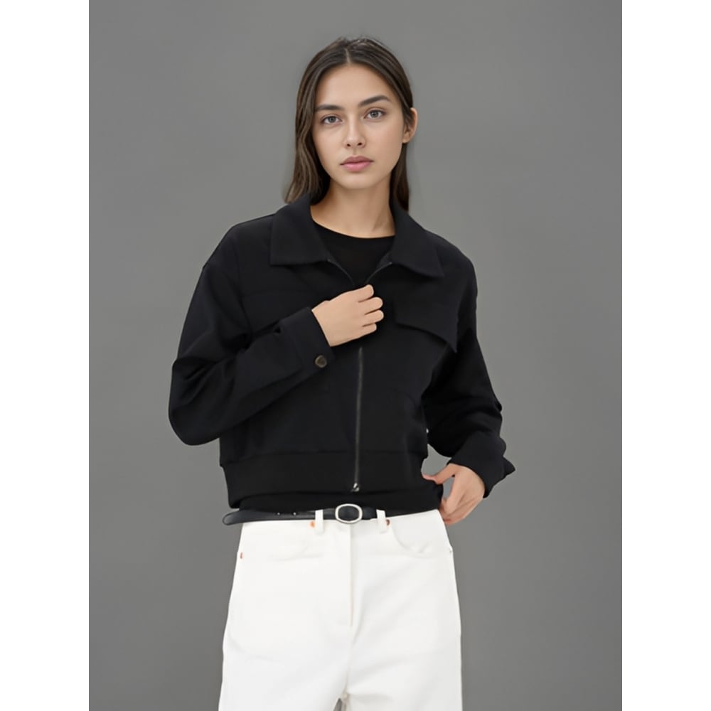 ACUD ポケットクロップドジップアップブラック