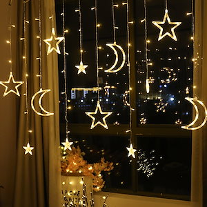 LED 星と月のライト ストリング ライト 点滅ライト 星空のカーテン ネット 赤い寝室 ロマンチックな部屋 創造的な装飾ライト 赤い寝室 ロマンチックな部屋 創造的な装飾ランプ