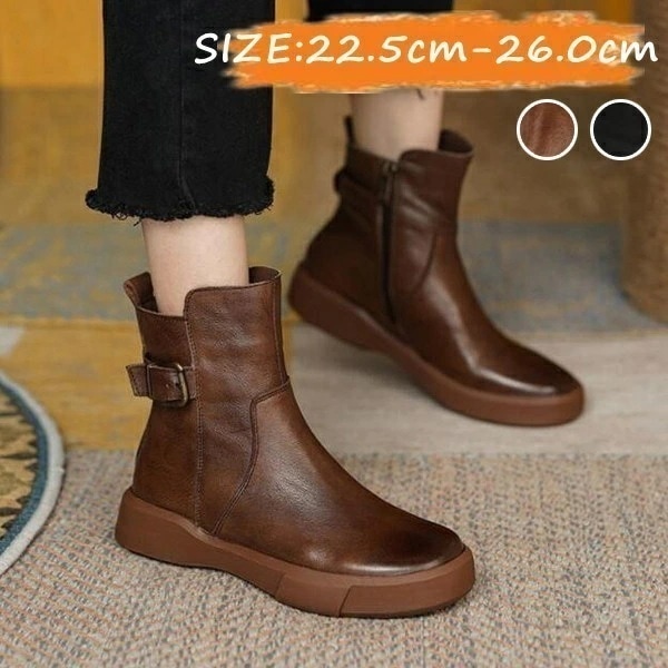 ２点で13o円OFF！【激安SALE】ショートブーツ レディース ウエスタンブーツ ローヒール ファスナー ショートブーツ 美脚 秋 冬 柔らか 低反発 軽量 軽い 大きいサイズ 脱げる 20 30
