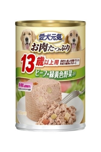 （まとめ買い）愛犬元気缶 13歳からの愛犬用 ビーフ＆チキン/野菜 375g 犬用缶詰 ドッグフード [x24] 5,154円