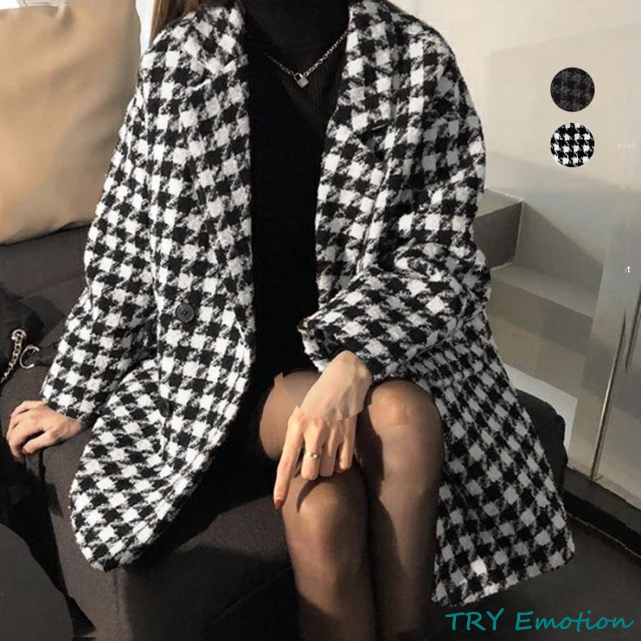 千鳥格子柄 ジャケット 中綿コート 秋冬 4,822円