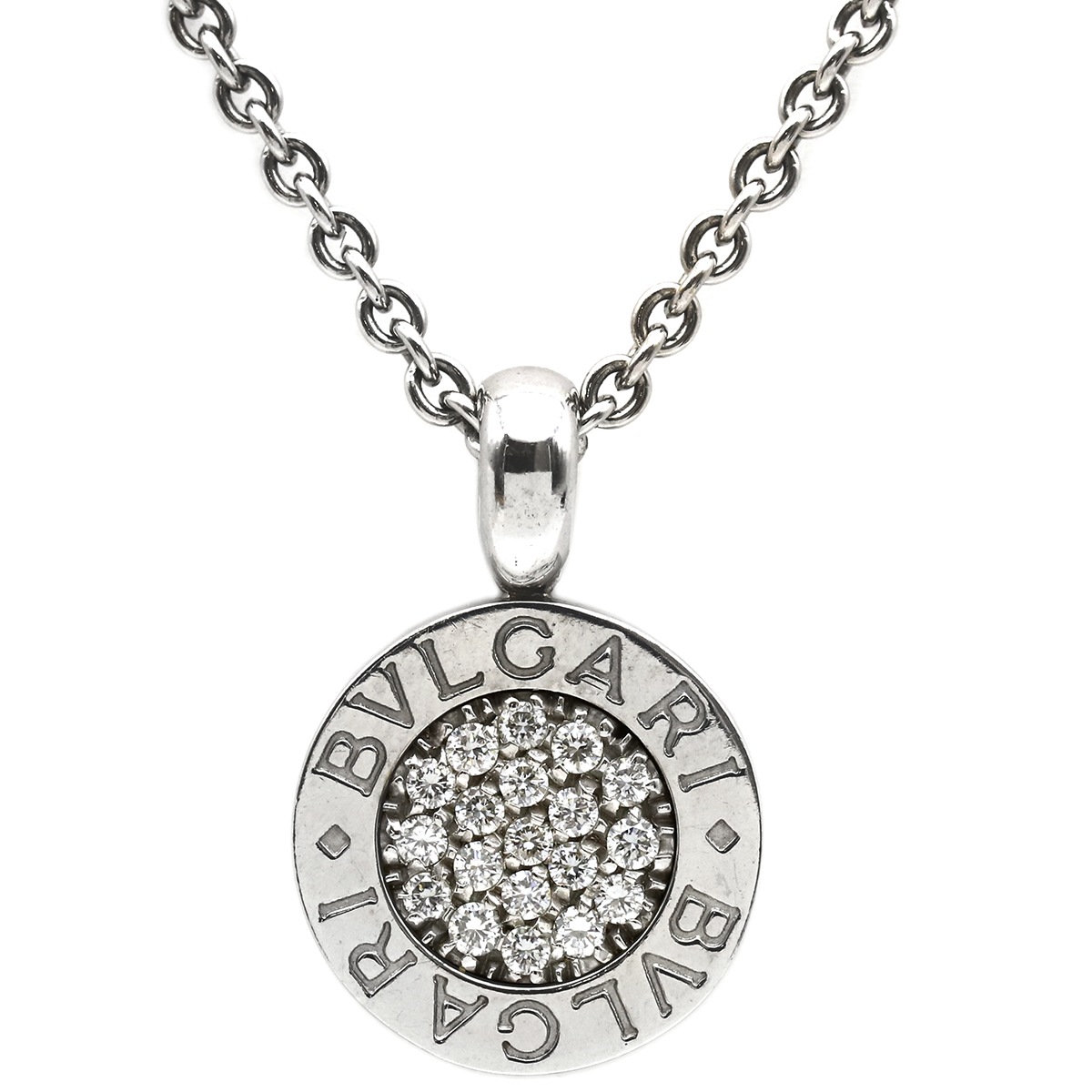 ブルガリ BVLGARI ネックレス ブルガリブルガリ K18WG ダイヤモンド ホワイトゴールド ペンダント 18K 750 18金 【中古】