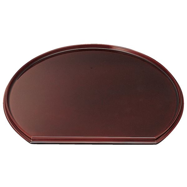 尺5新半月両面盆 溜毘沙門天/黒天朱