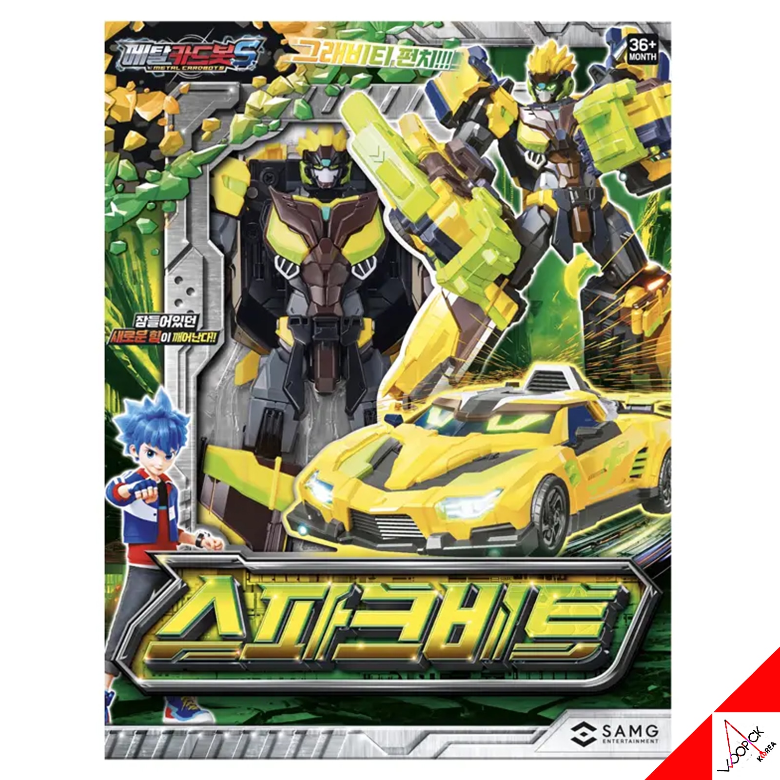 メタルカードボット S/シーズン2/スパークビット/レーシングカー/黄色車/変身ロボット/韓国ロボット/フィギュア/CARDBOT SparkBit/新型/正品