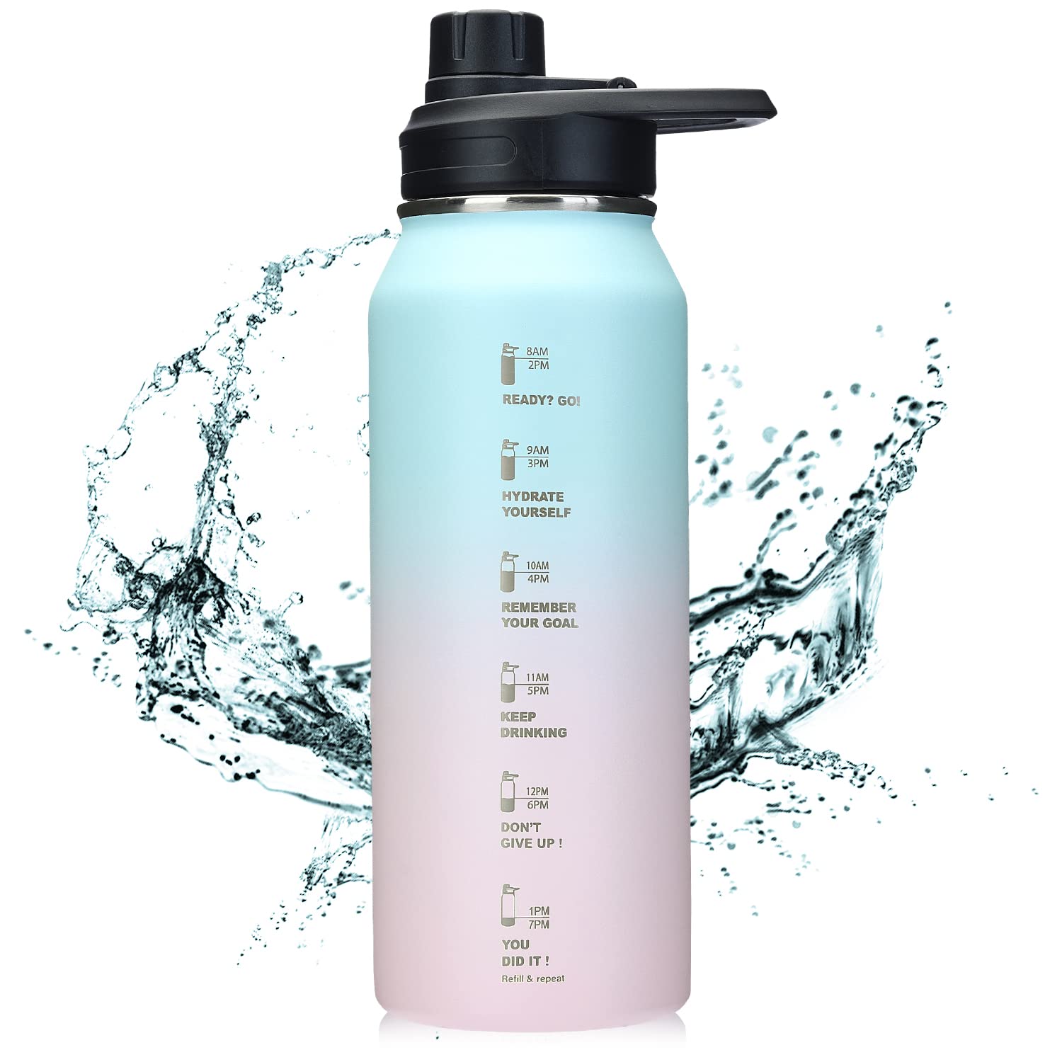 BottHealth 保冷 保温 水筒 1リットル 魔法瓶 直飲み 漏れ防止 SUS304 ステンレス 真空断熱 スポーツボトル 軽量 洗いやすい 広口 ボトル ステンレス 持ち運び 水分補給 漏れに