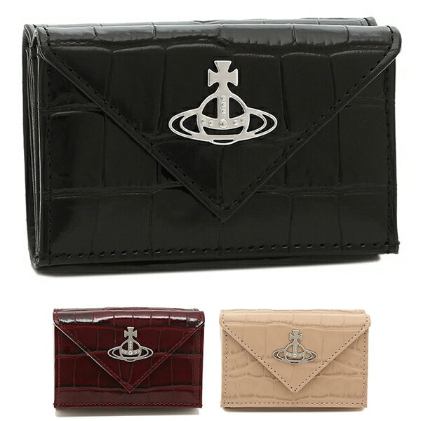 三つ折り財布 クロコダイル ミニ財布 ブラック レディース VIVIENNE WESTWOOD 51150009 L0039 N401