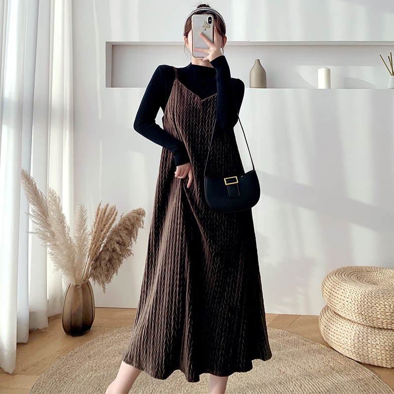 【送料無料】マタニティ セットアップ ニット トップス + ワンピース 2点セット