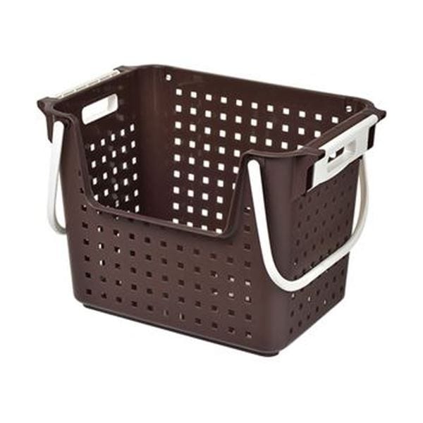 （まとめ）ヒマラヤ化学 積重ねワイドバスケット ブラウン 1個[x10セット]