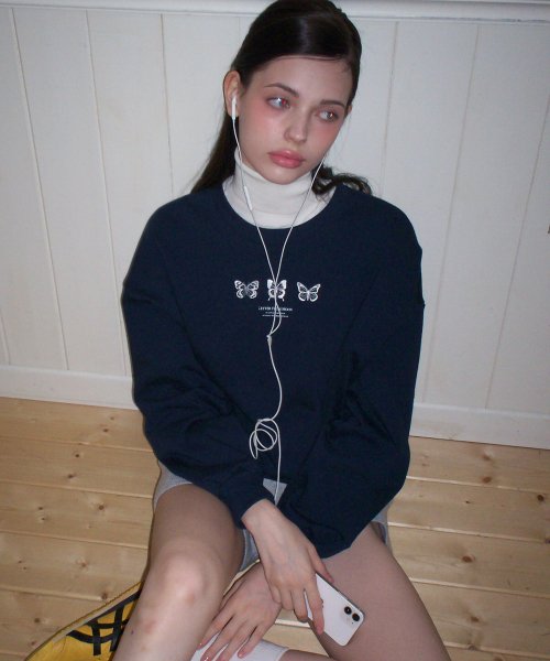 LETTER FROM MOON Triple Butterfly sweatshirt (navy)