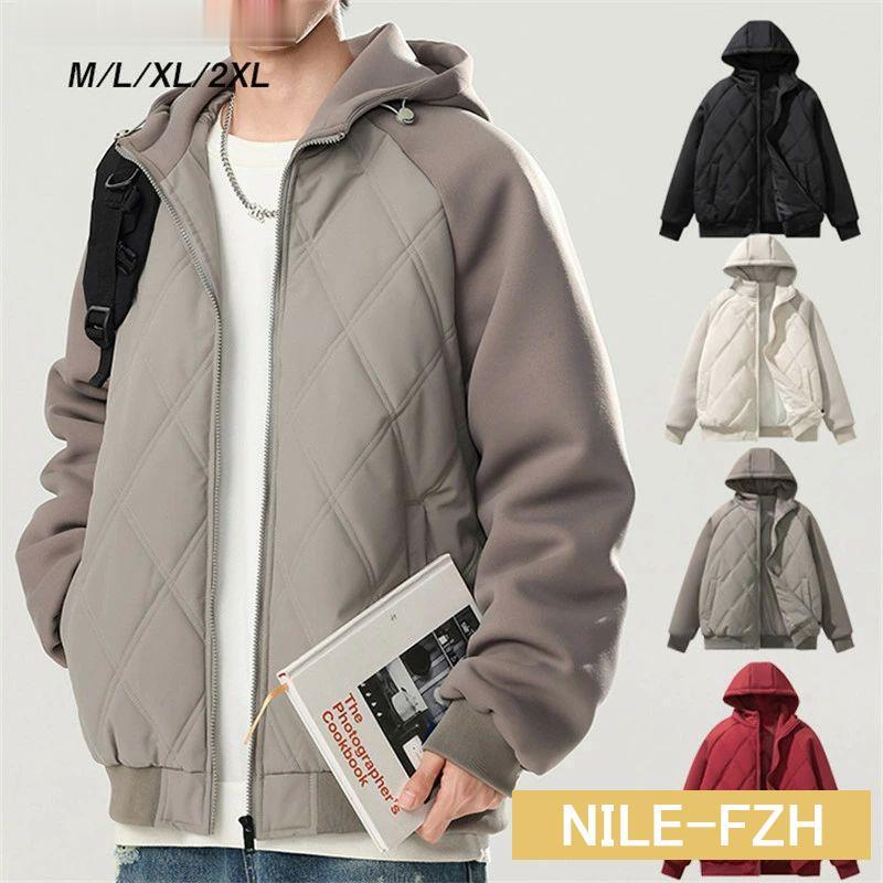 コート メンズ レディース 男女兼用 アウター 上着 長袖 長そで フード キルティング 大きいサイズ ゆったり 冬 異素材切り替え ラグラ