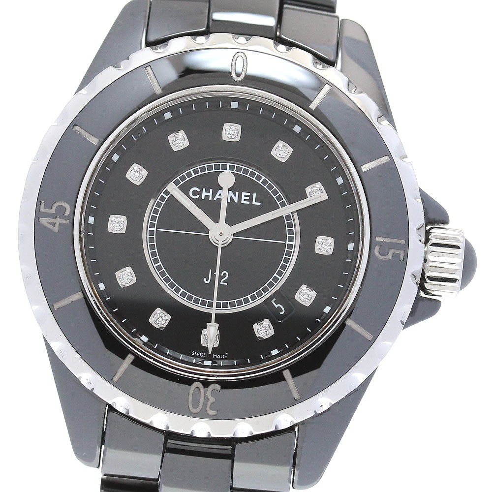 シャネル CHANEL H1625 J12 黒セラミック 33MM 12Pダイヤ クォーツ レディース 良品 _843872【中古】
