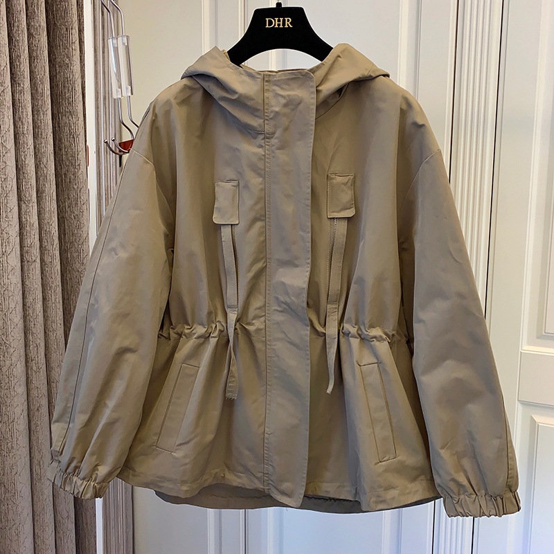 オーバーサイズ 比翼仕立て ジップアップ ウエストドロスト ウインドブレーカー ミリタリーコート