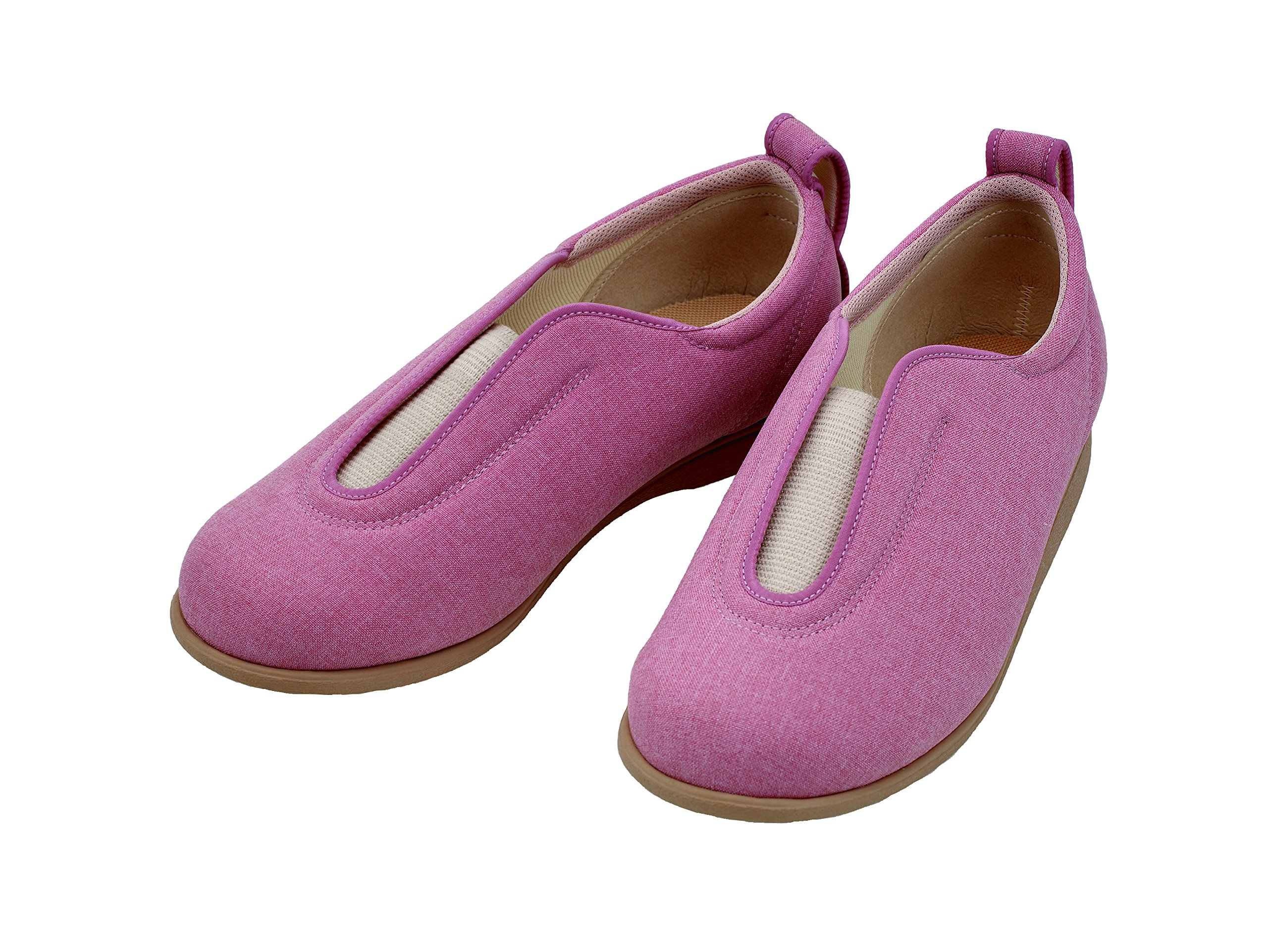 徳武産業 介護シューズ あゆみ センターゴムII 施設・院内用 ピンク Lサイズ(23.0~23.5cm) 足囲3E 両足