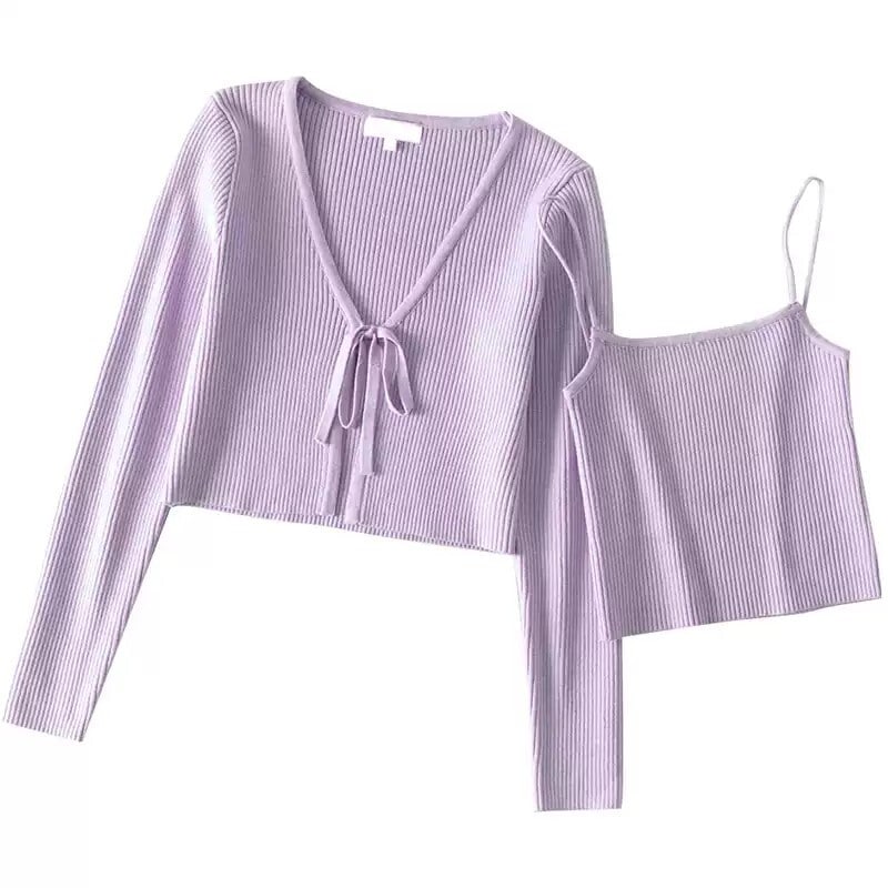 ニット カーディガン キャミソール ツーピースセット 2点セット クロップド丈 レディース トップス フェミニン 大人可愛い きれいめ ベーシック ナチュラル OL 通勤 デート お出かけ お泊まり