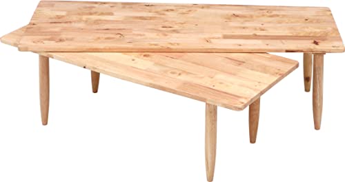 不二貿易 ローテーブル センターテーブル 伸縮式 幅120奥行4355高さ36.5cm ナチュラル 天然木 スライド 角が丸い ツイン Natural Signature 37002