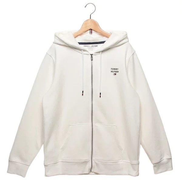 パーカー フーディー スウェット フルジップ ジャケット ホワイト レディース TOMMY HILFIGER TP45178J EGGSHELL