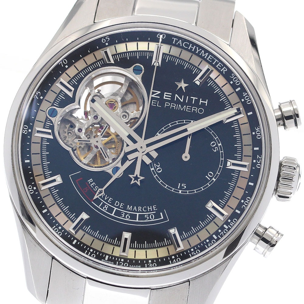 ゼニス ZENITH 03.2080.4021/21.M2040 エルプリメロ クロノマスター オープン パワーリザーブ 自動巻き メンズ 良品 保証書付き_949060【中古】