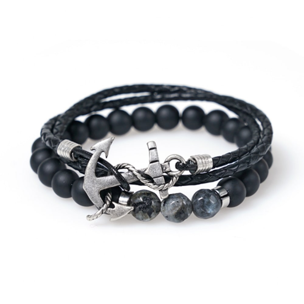 JBANS クラシック [18ALL] ダブルラインアンカー 420 ジェイドカット 412 ブレスレットセット (C1801-SE045BK)