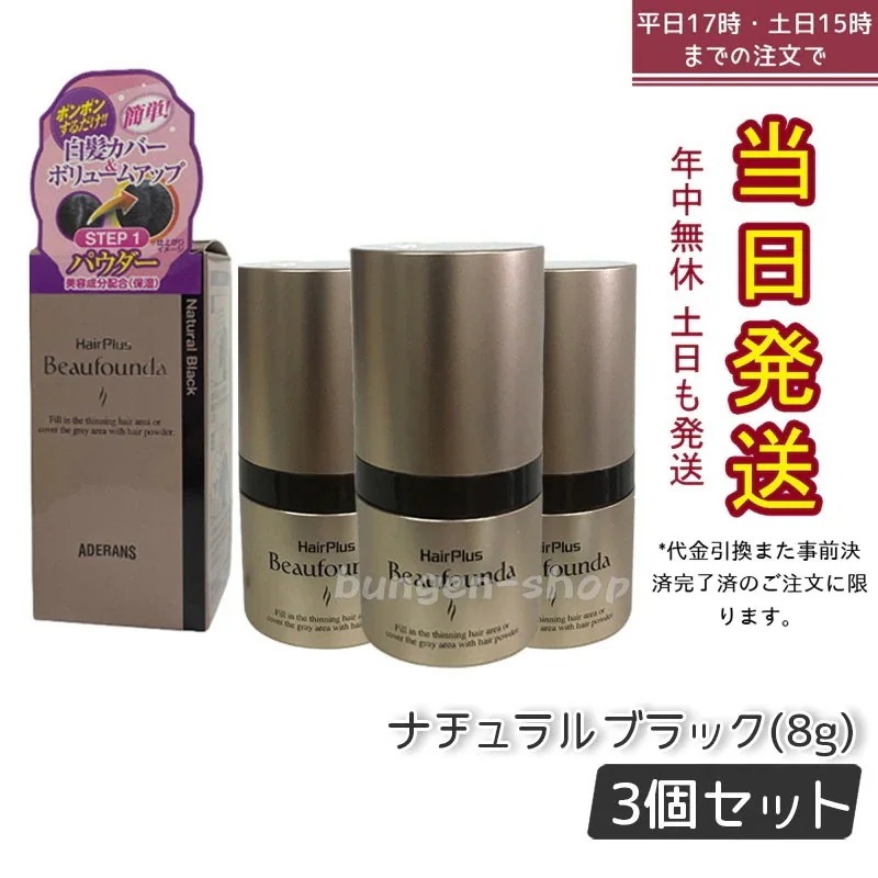 【3個セット】 ヘアプラス ビューファンデパウダー ナチュラルブラック 8g