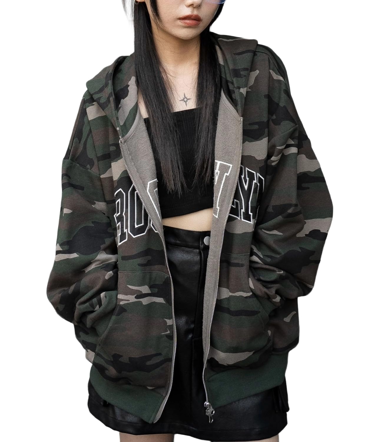 [ウィゴー] ジップパーカー グラフィック BIG ZIP パーカー スウェット アウター 服 秋服 冬服 ストリート カジュアル ギフト スクール レディース F 柄1