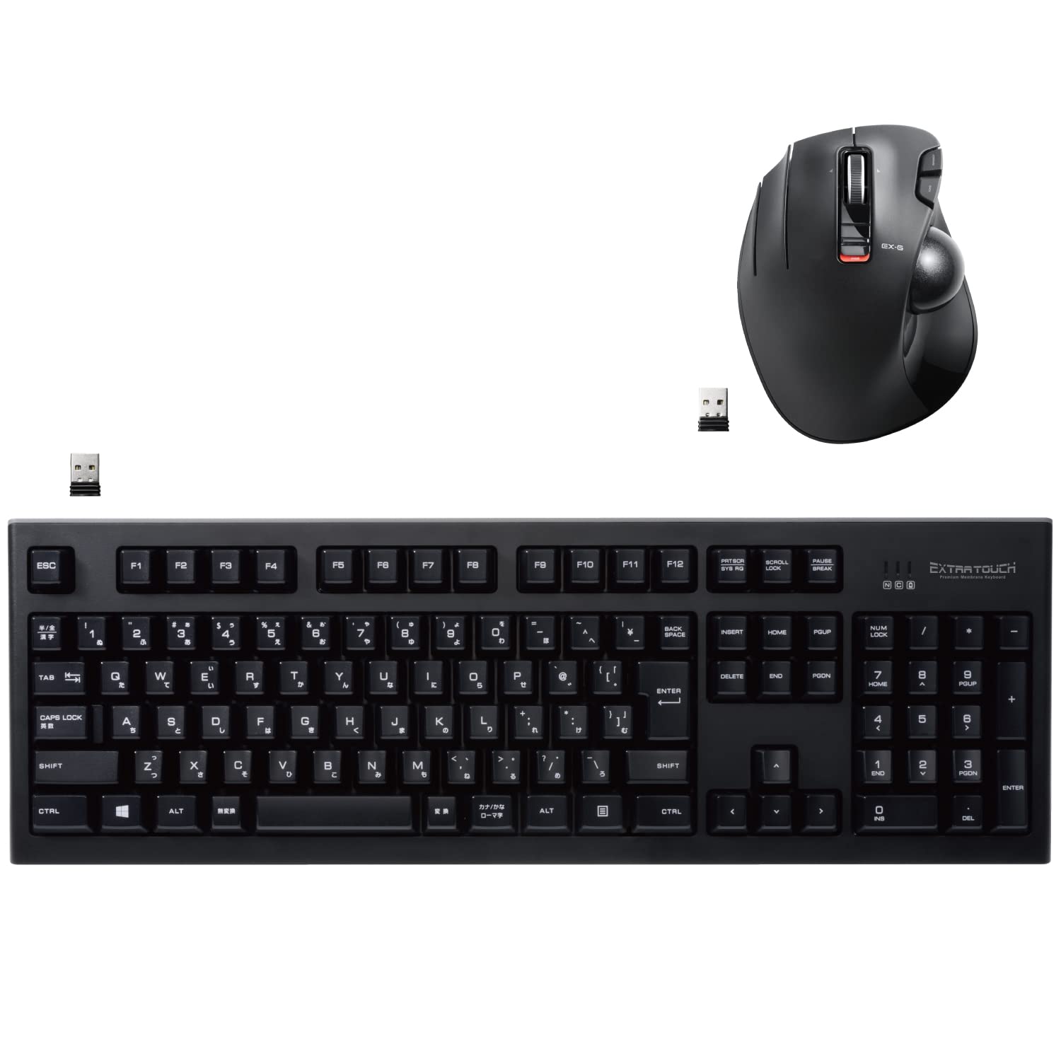 エレコム 2.4GHzワイヤレスプレミアムメンブレンキーボード TK-FDM088TBK & エレコム ワイヤレストラックボール(左手・親指操作タイプ) M-XT4DRBK セット