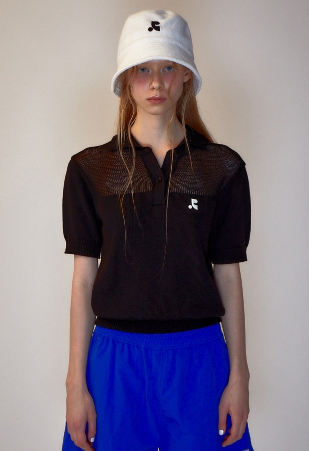 RR LOGO POLO CROP KNIT