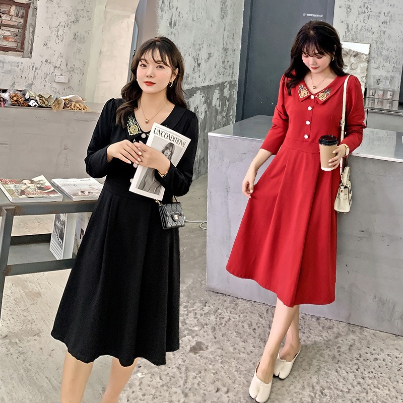 春夏 韓国 マタニティウェア 大きいサイズ ロング丈ワンピース 妊婦 花柄ワンピース 長袖 妊娠服