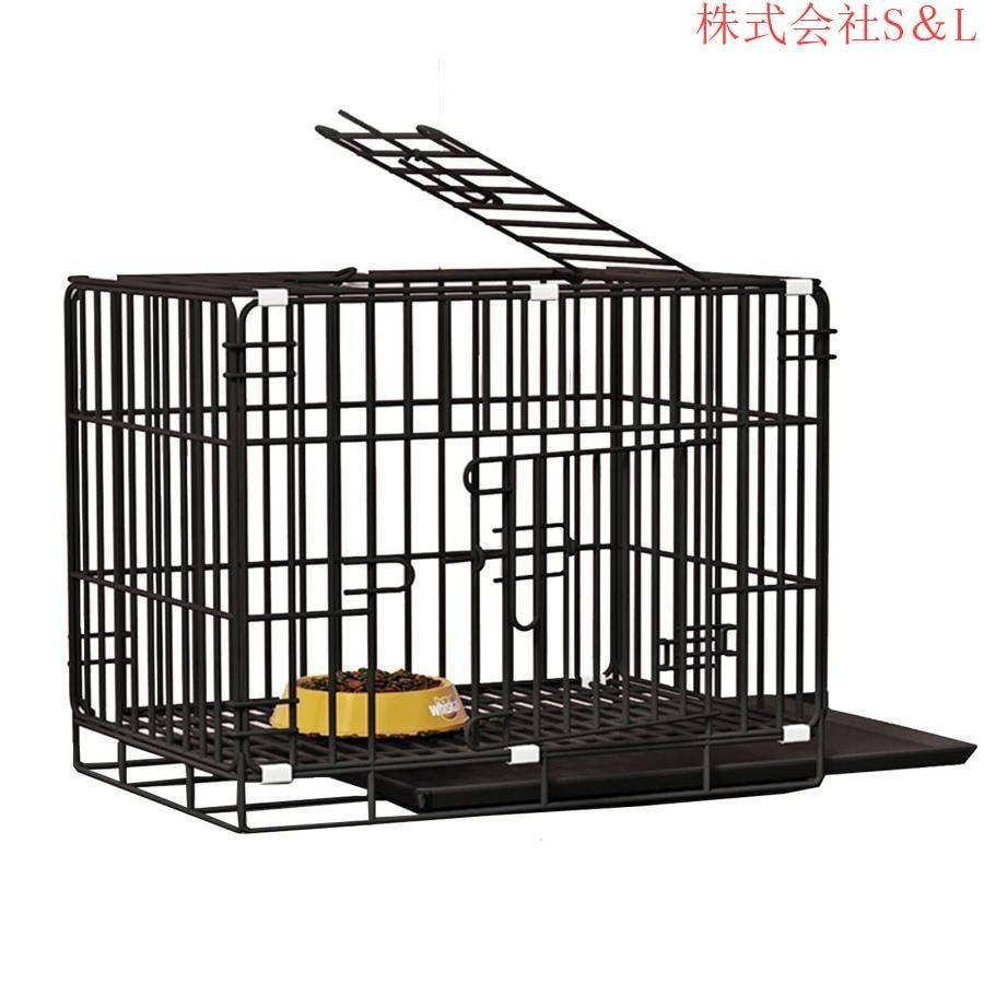 犬ケージ 犬用 ペットケージ 猫ケージ 小動物ケージ 折りたたみ 簡単組み立て 室内外兼用 ペット用品 掃除しやすい トレー付き 持ち運び楽々 引き出しトイレ