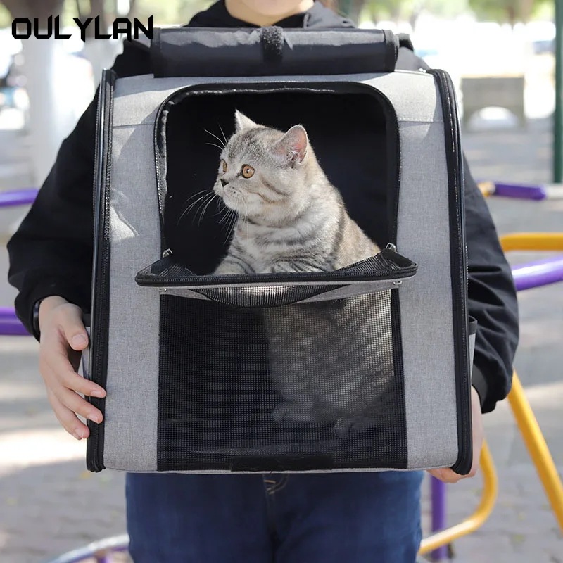 ペットキャリアバッグ 猫用ペットバックパック ダブルショルダーストラップ トラベルバッグ 大容量ペット用品