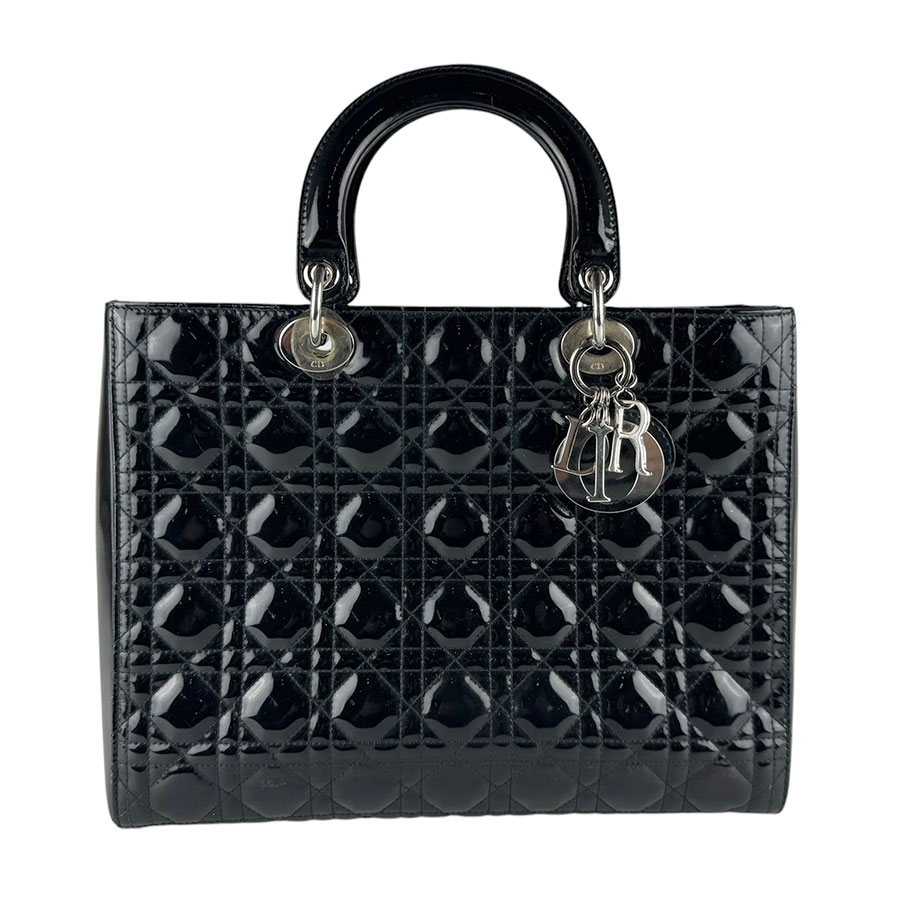 クリスチャンディオール Christian Dior ハンドバッグ レディディオール パテントレザー ブラック シルバー レディース z9833