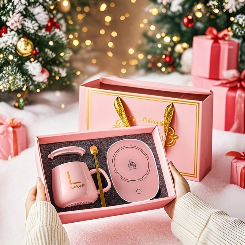 ふたとスプーン付きのセラミックカップ,サーモスタットカップ,オフィスや家庭用のコーヒーマグ,ポータブルミール,クリスマスギフトボックス,55 ℃ - AliExpress 15