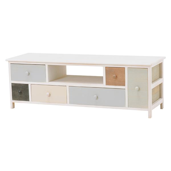 TV台/テレビボード 約幅113x奥行35x高さ38cm アンティークホワイト