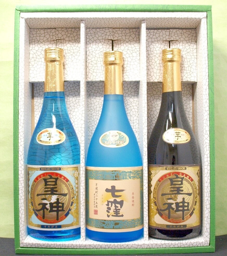 芋焼酎 飲み比べ 七窪 皇神 （白 黒）720ML瓶 3本 飲み比べセット