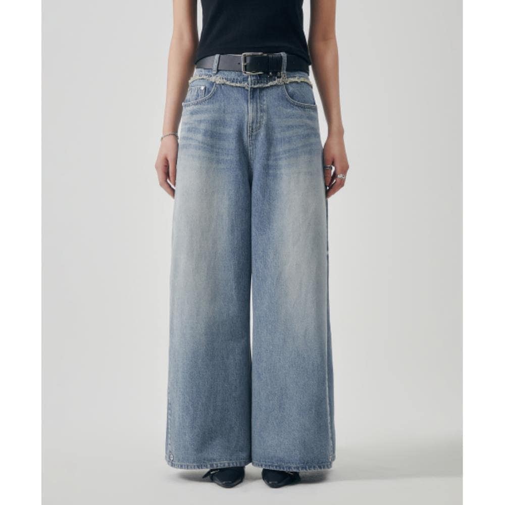 TREEMINGBIRD Twoway Fit Balloon Denim Pants Light Blue