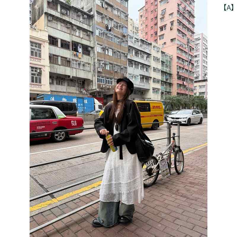 スーツ　ジャケット　カジュアル エンドレス ショルダー ブラック ショート ジャケット スモール カジュアル スーツ レディース 通勤 カーディガン 春テーラードジャケット