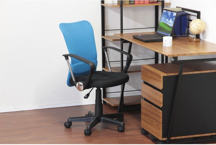 オフィスチェアー おしゃれ メッシュ 肘掛け付き ランバーサポート 腰痛 デスクチェア 椅子 ブルー