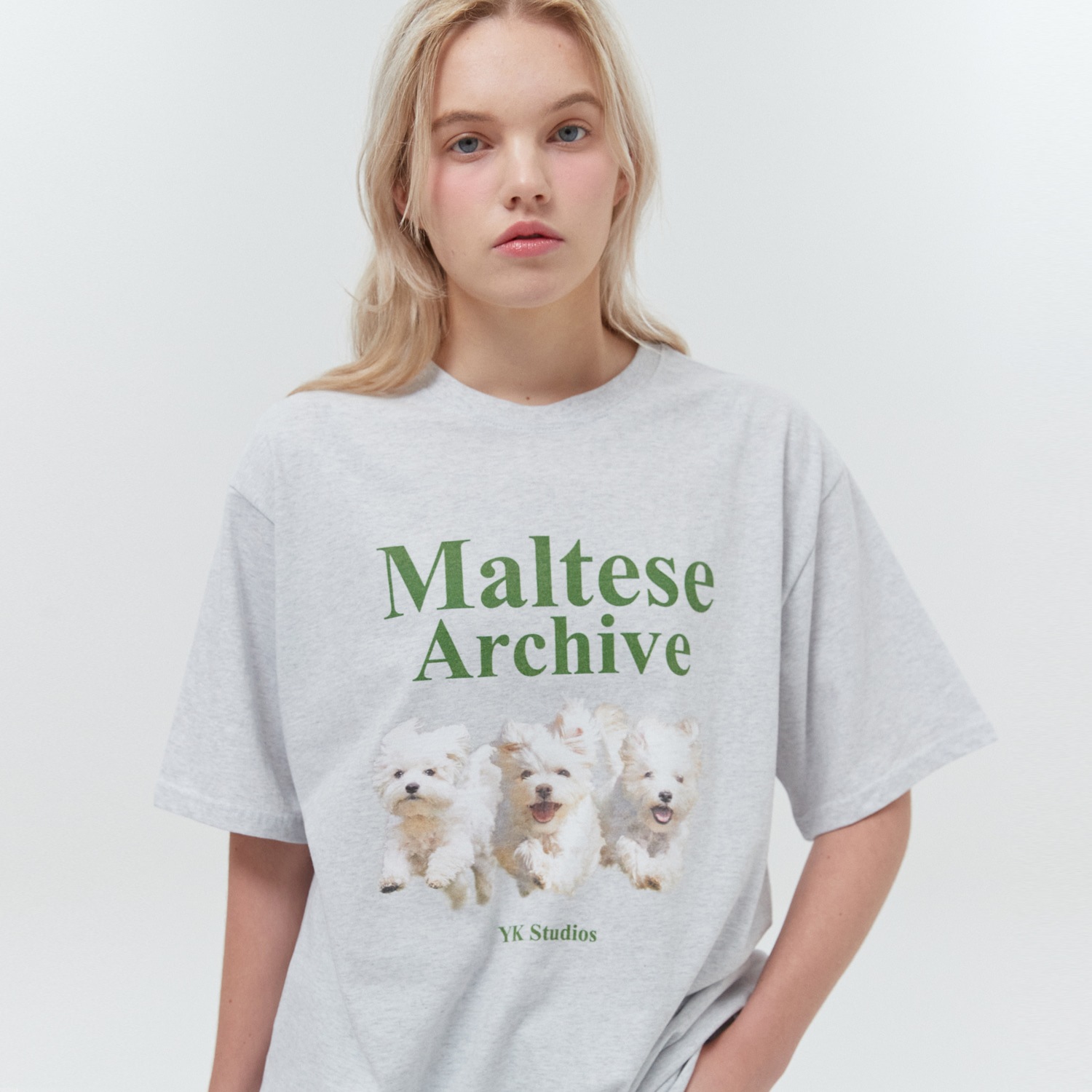 Maltese archive half sleeve tshirt MELANGEWHITE