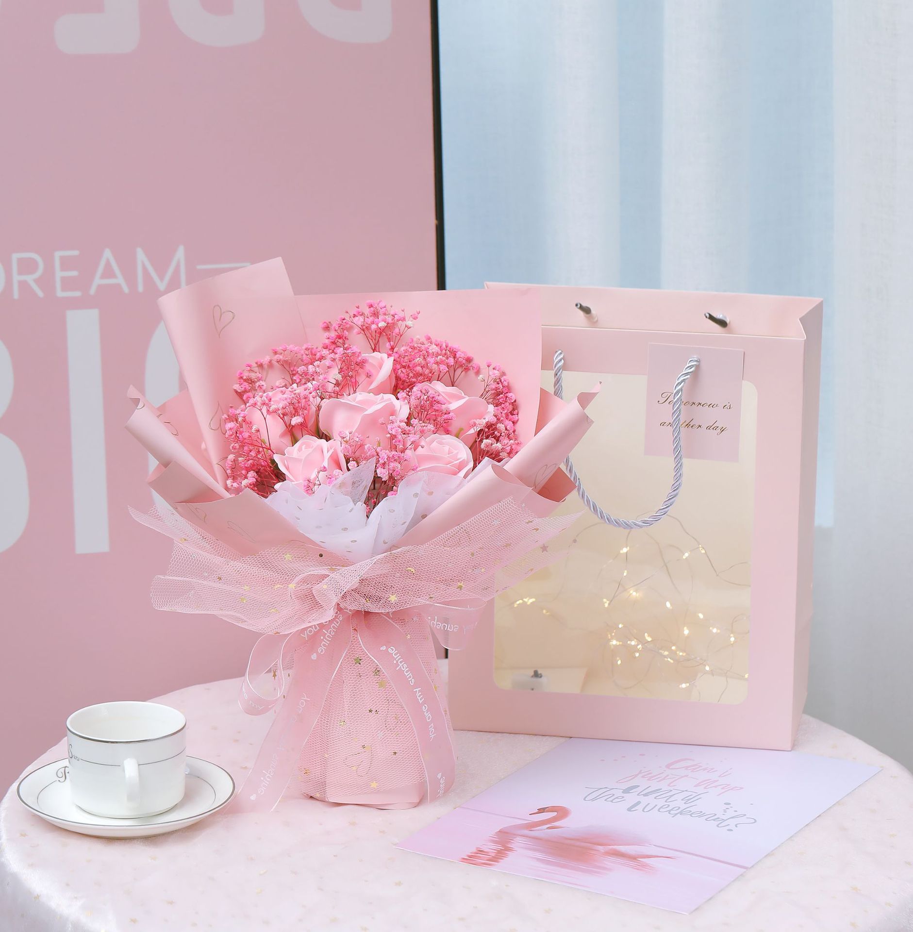 【20点セット】メガ割カスミソウ ドライフラワー ブーケ お土産 誕生日 のバレンタインデー 母や彼氏へのギフト