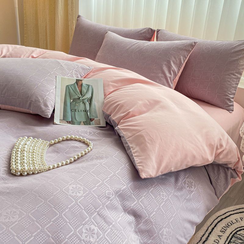 四季兼用寝具４点セット 質の良い寝具セット ワッフル生地 通気性が良い 布団カバー ベッドシート 枕カバー2点 選べる８色 ４サイズ 清潔感のある寝具セット 両面使用可能