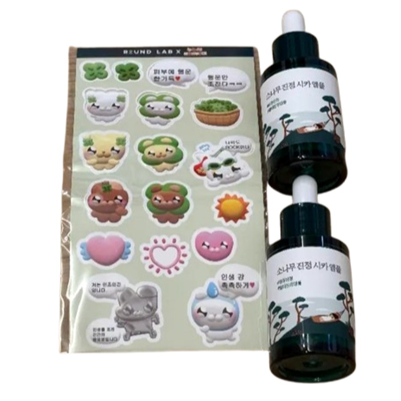 【1+1＋ステッカー付き】 松エキス シカアンプル 30ml×2本＋ノヌシーステッカーセット／韓国コスメ 敏感肌ケア 保湿 美容液 鎮静エッセンス ダブル企画