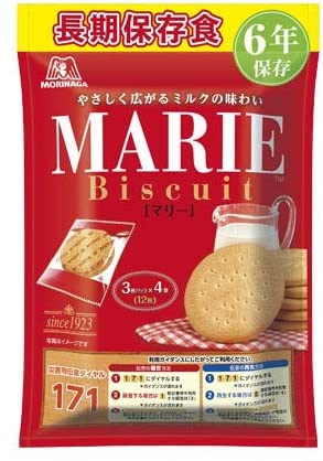 他サイト： 非常食　森永製菓 マリービスケット 長期保存 3枚パック4袋　保存食　防災グッズ　送料無料の商品画像