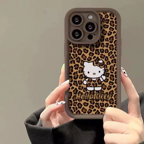 ハローキティ キティちゃんキラキラ iPhoneケース ストラップ付ヒョウ柄♡ ハローキティ キティちゃんキラキラ iPhoneケース ストラップ付