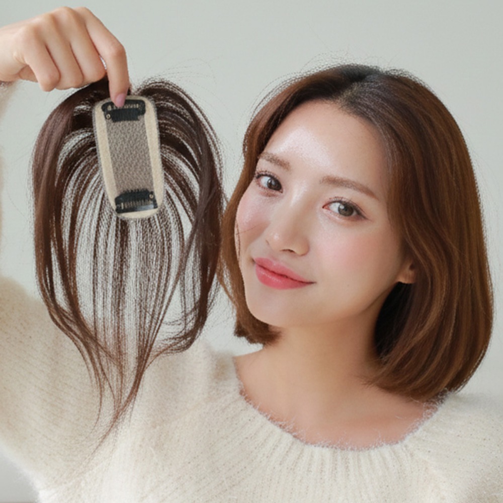 여자 정수리가발 가르마형 인모100% 두피구현 부분가발 W2008
