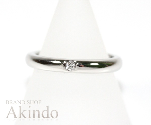 エルサペレッティ スタッキング バンド リング 1Pダイヤモンド Pt950 #6.5 レディース ウェディング リング