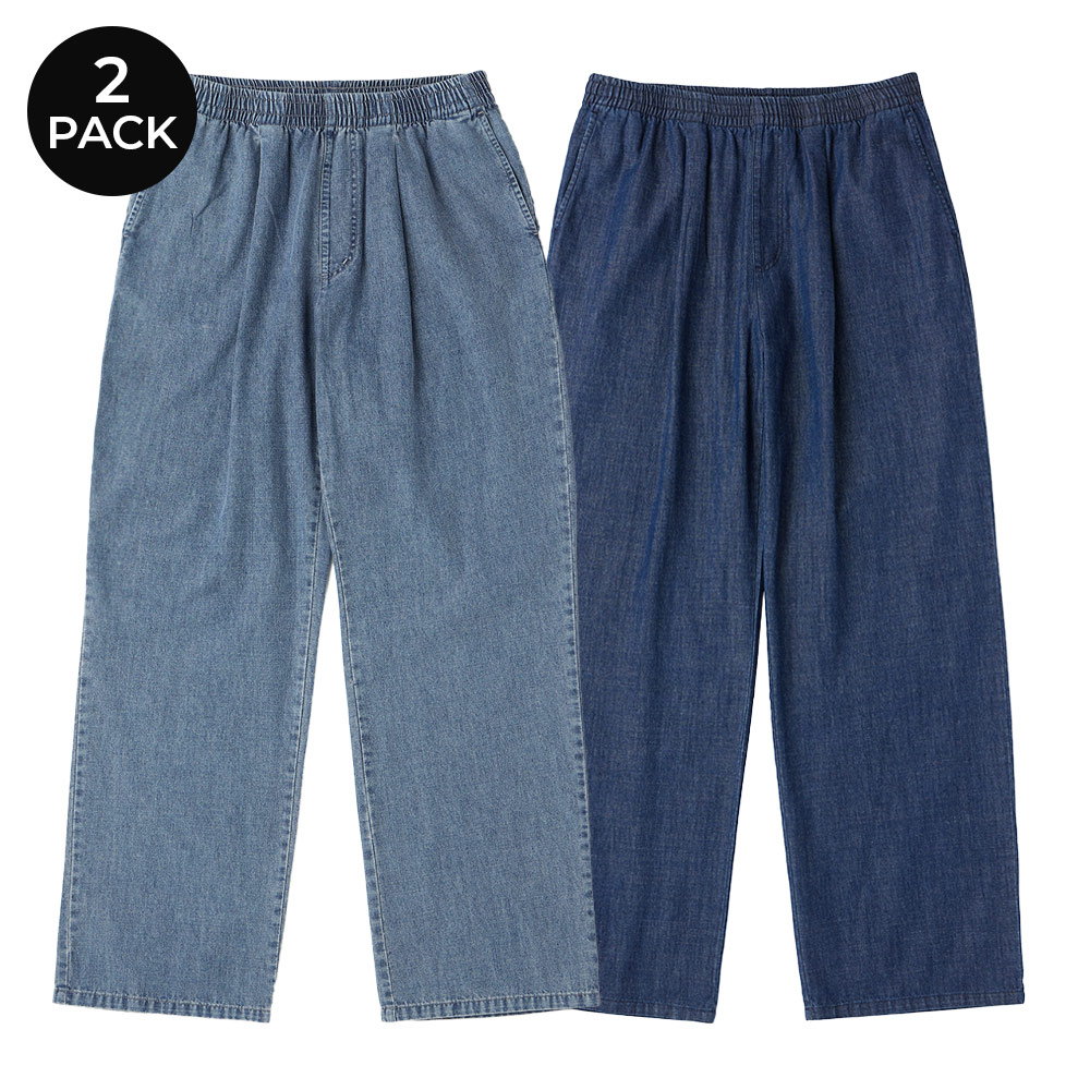 [2PACK] Linen Bendable Semi-wide Denim Pants (2COLOR)