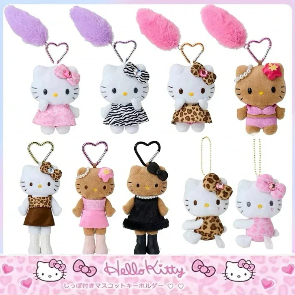 1つ買うと10個 【5月新作】 キティちゃん キーホルダー ぬいぐるみ 80種類 ルバー 猫 キーリング キティ かわいい ヒョウ柄 長い脚 羽 バッグ 小物 ぬいぐるみストラップ プレゼント バ