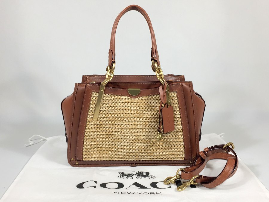 ハンドバッグ 2way ショルダーバッグ ドリーマー レザーストロー ブラウン 【中古品】